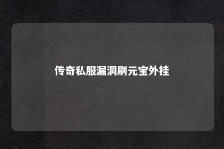 传奇私服漏洞刷元宝外挂