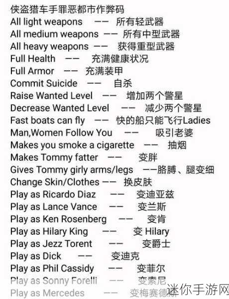 侠盗猎车手全系列秘籍攻略:从无敌到飞天全解析 侠盗猎车手全系列秘籍攻略:从无敌到飞天全解析