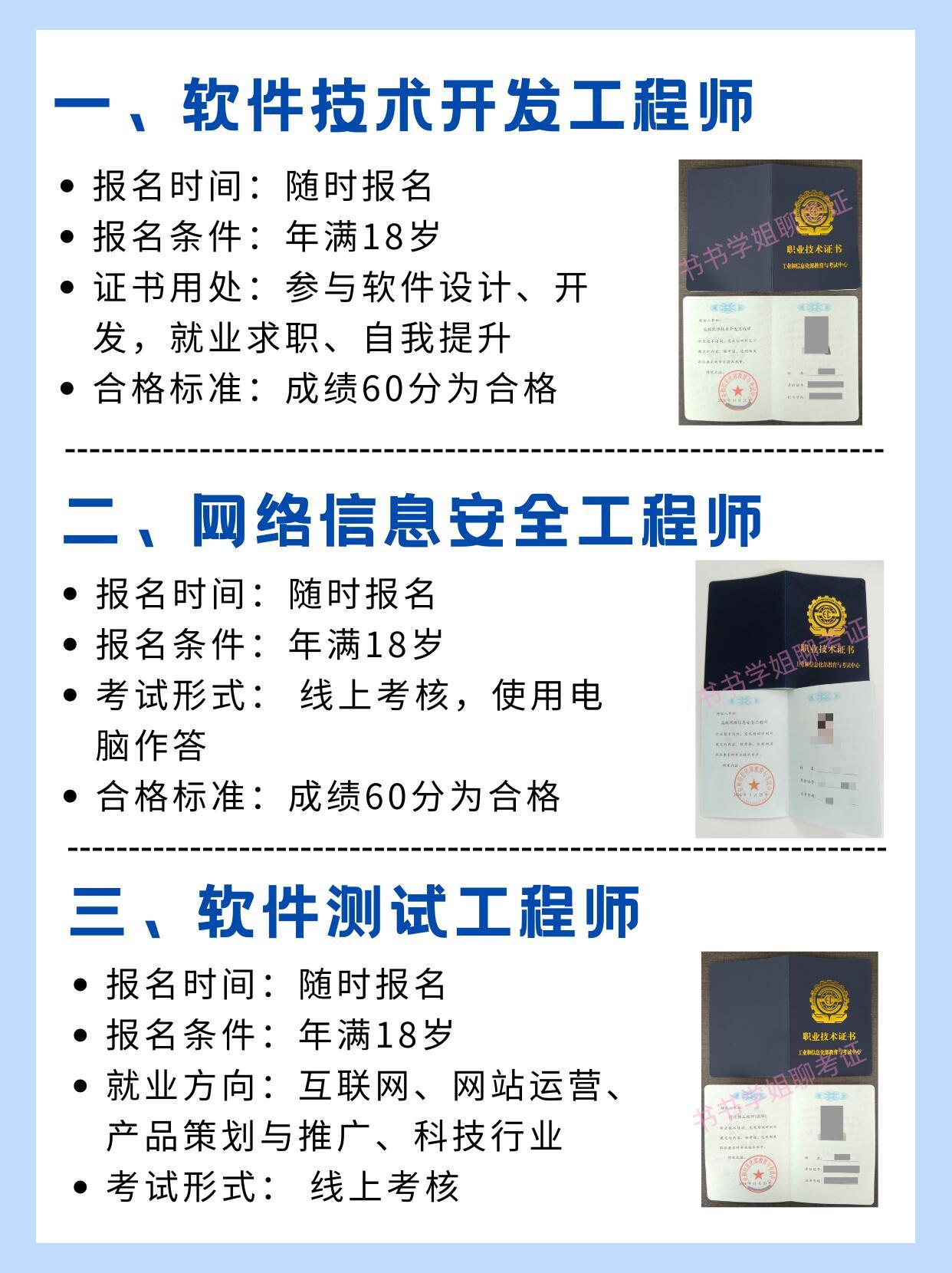 软件测试员可考的证书有哪些