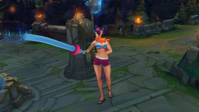 泳池派对剑姬外观特效展示，细节拆解