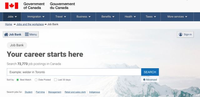 加拿大找工作的实用网站