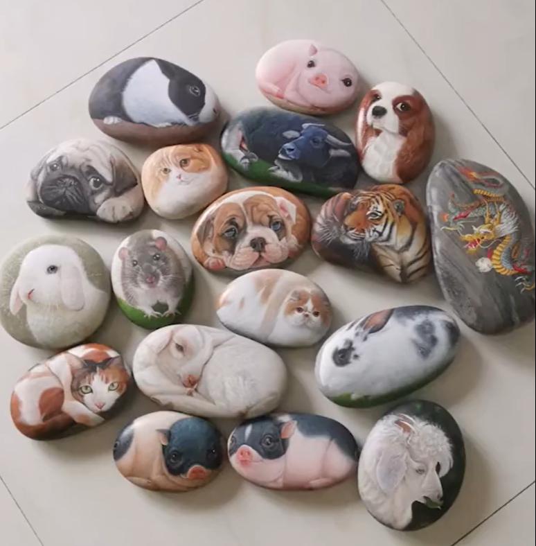 零基础能在石头上画出可爱猫咪吗？