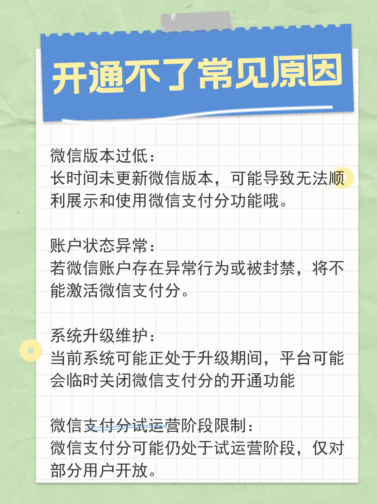 为什么我无法开通微信支付分