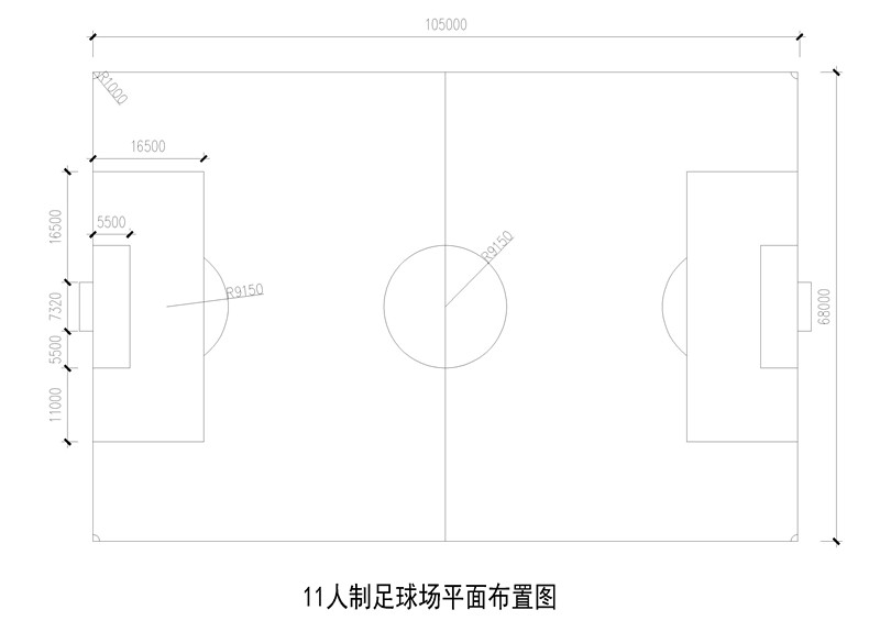 世界杯足球场尺寸平面图，精准呈现