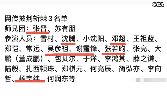 网传披荆斩棘第三季拟邀名单