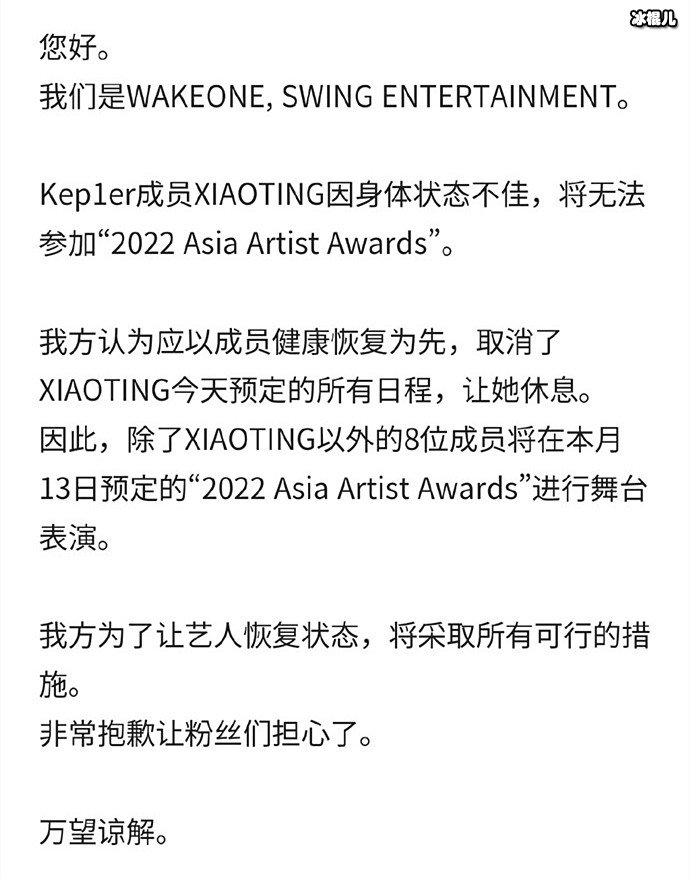 沈小婷确定不出席AAA颁奖礼 