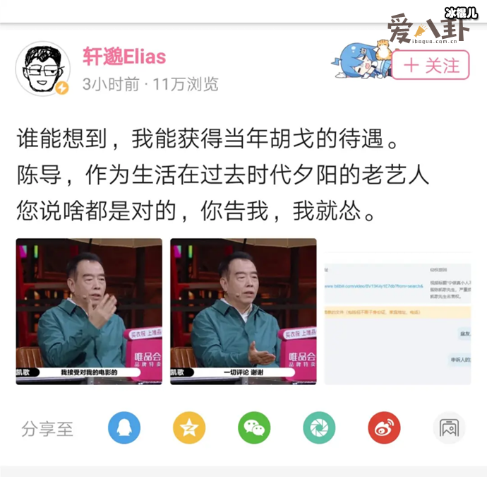 陈凯歌举报B站众多up主