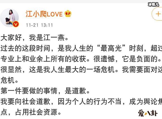 江一燕道歉怎么回事