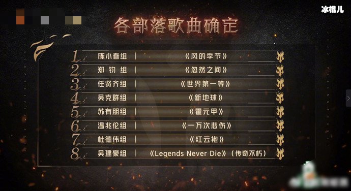 披荆斩棘2一公分组名单及歌单