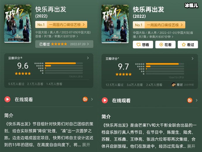 快乐再出发豆瓣升至9.7分