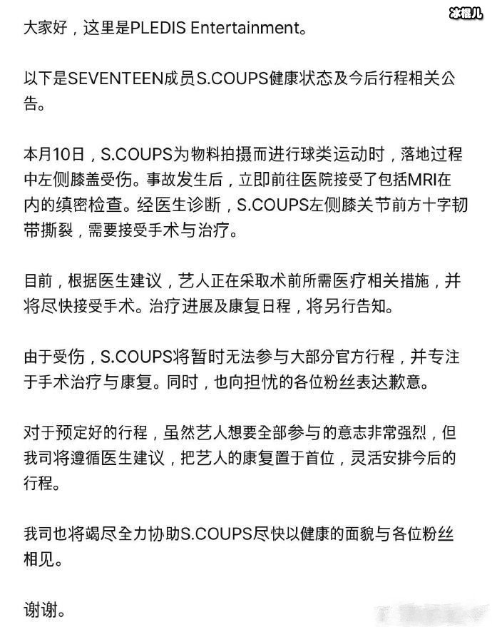 SEVENTEEN崔胜澈暂停活动