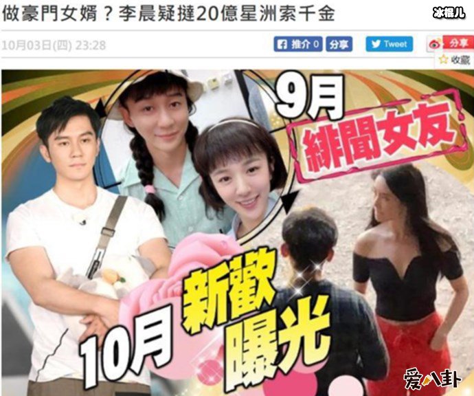 媒体报道李晨疑似新恋情