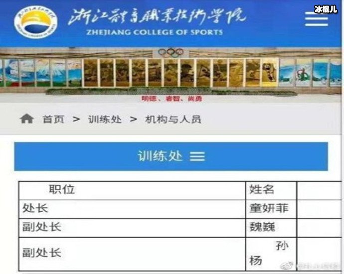 浙江体校官网表明孙杨副处长身份