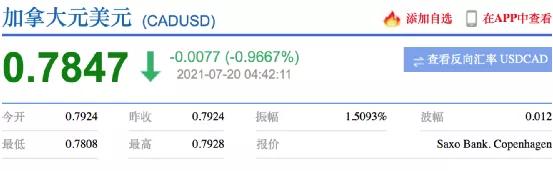 加元兑人民币汇率下跌_加元兑美元汇率新低_加元 汇率